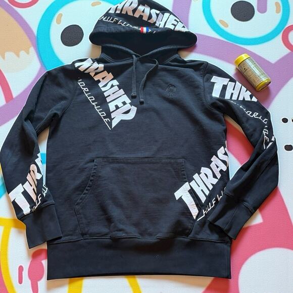 HUF X Thrasher Hoodie Mens Medium Pullover Skateboard Sweatshirt Streetwear - Picture 1 of 9